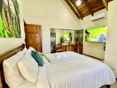 Bali Room bedroom at Johnny's Beach Bungalow, Playa Avellanas