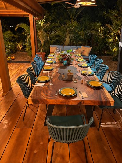 Outdoor dining pavilion at Johnny's Beach Bungalow