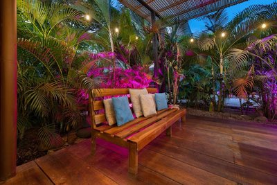 Outdoor dining pavilion at Johnny's Beach Bungalow