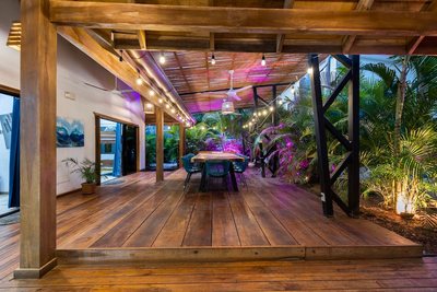 Outdoor dining pavilion at Johnny's Beach Bungalow