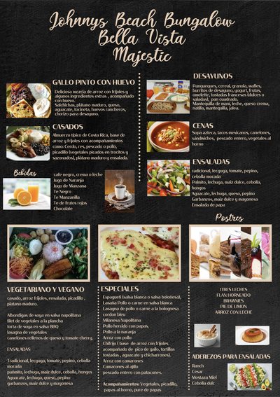 Costa Rican meals prepared at Johnny's Beach Bungalow
