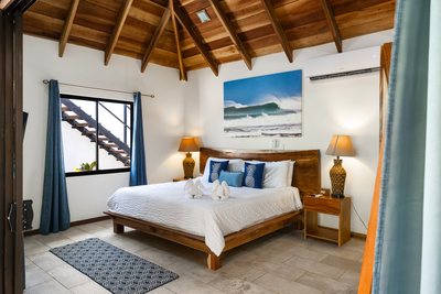 Ocean Suite bedroom with loft at Johnny's Beach Bungalow, Playa Avellanas