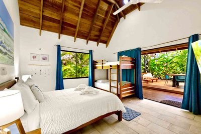 Seashell Escape bedroom at Johnny's Beach Bungalow, Playa Avellanas