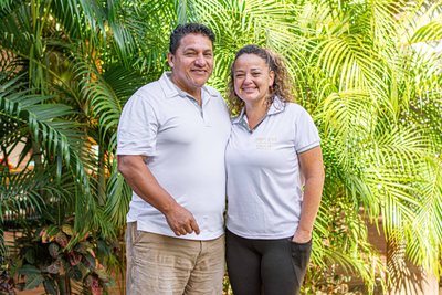 Alberto and Karla, the on-site hosts at Johnny's Beach Bungalow