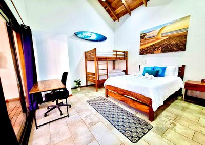 Surfer's Cove bedroom at Johnny's Beach Bungalow, Playa Avellanas